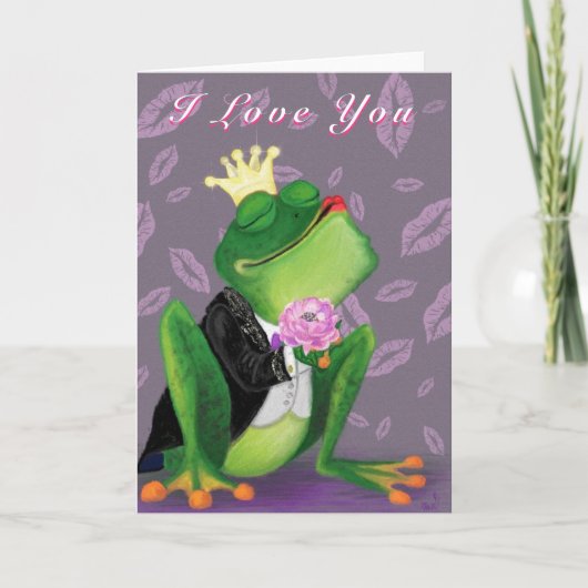 Frog Prince Funny Valentijnsdag Kaart met Tekst (Voorkant)