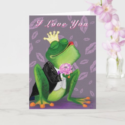 Frog Prince Funny Valentijnsdag Kaart met Tekst (Orchidee)