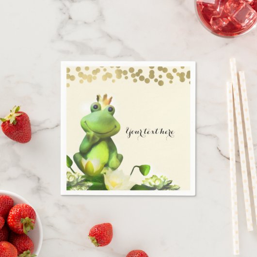 Frog Prince Groen & Goud Baby shower Custom Party Servetten (Insitu)