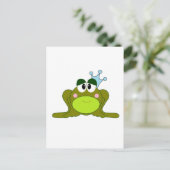 Frog Prince met Blue Crown Cartoon Briefkaart (Staand voorkant)