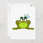 Frog Prince met Blue Crown Cartoon Briefkaart (Voorkant / Achterkant)