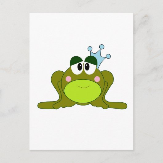 Frog Prince met Blue Crown Cartoon Briefkaart (Voorkant)
