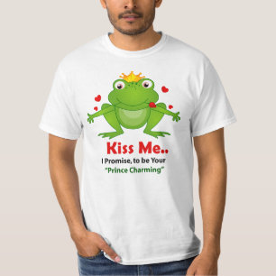 Frog Prince met Kiss Me Tekst mannen S T shirt
