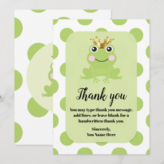 Frog Prince Storybook Dank je Baby shower Kaart (Voorkant / Achterkant)