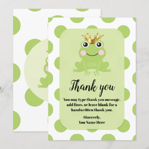 Frog Prince Storybook Dank je Baby shower Kaart