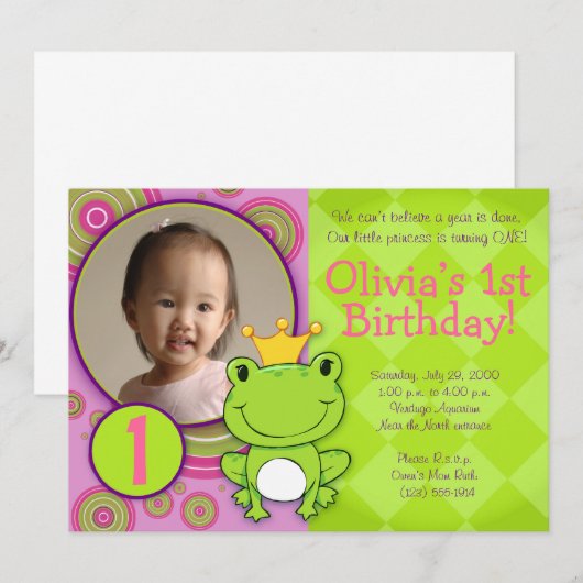 Frog Princess Birthday Kaart (Voorkant / Achterkant)