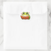 Frog Reading A Book Ronde Sticker (Tas)
