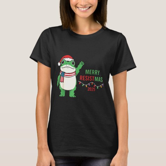 Frog Retro Merry Resistmas Funny Litical Christmas T-shirt (Voorkant)