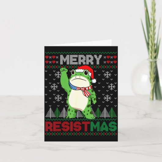 Frog Retro Merry Resistmas Funny Litical Ugly Chri Kaart (Voorkant)