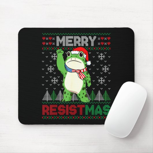 Frog Retro Merry Resistmas Funny Litical Ugly Chri Muismat (Met muis)