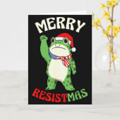 Frog Retro Merry Resistmas Funny Political Christm Kaart (Gele Bloem)