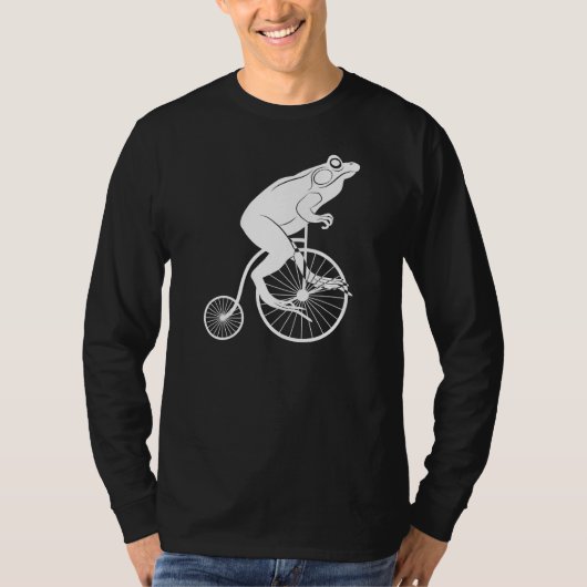 Frog Riding Penny Farthing Bike T-shirt (Voorkant)