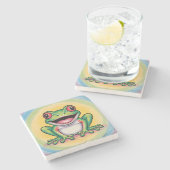Frog’s Gentle Smile Stenen Onderzetter (Zijkant)