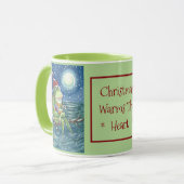 FROG SANTA OP LOG, HOLIDAY DIER CHRISTMAS MOK (Voorkant links)