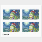 FROG SANTA OP LOG, HOLLIDAY KERST STICKERS Rec. (Vel)
