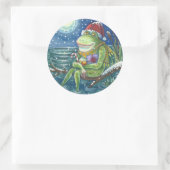 FROG SANTA OP LOG, HOLLIDAY KERST STICKERS Rnd (Tas)