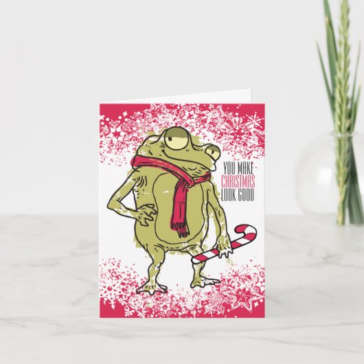 Frog scarf knitting crochet handmade by Christmas Feestdagen Kaart (Voorkant)