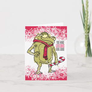 Frog scarf knitting crochet handmade by Christmas Feestdagen Kaart
