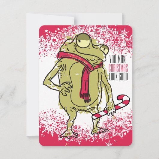 Frog scarf knitting crochet handmade by Christmas Feestdagenkaart (Voorkant)