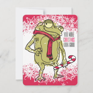 Frog scarf knitting crochet handmade by Christmas Feestdagenkaart