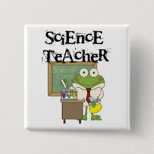 Frog Science Teacher Vierkante Button 5,1 Cm