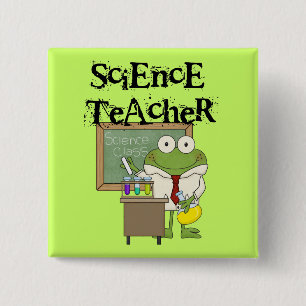 Frog Science Teacher Vierkante Button 5,1 Cm