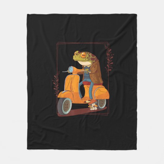 Frog Scooter Mushroom Goblincore Academia Fleece Deken (Voorkant)