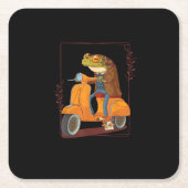 Frog Scooter Mushroom Goblincore Academia Kartonnen Onderzetters (Voorkant)