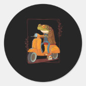 Frog Scooter Mushroom Goblincore Academia Ronde Sticker (Voorkant)
