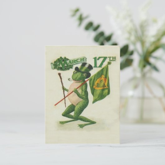 Frog Shillelagh Pipe St Patrick's Day Kaart (Staand voorkant)