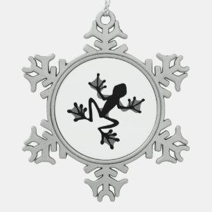 Frog Silhouette Tin Sneeuwvlok Ornament