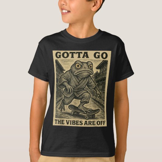 Frog Skateboard Gotta Go The Vibes Are Off Funny G T-shirt (Voorkant)