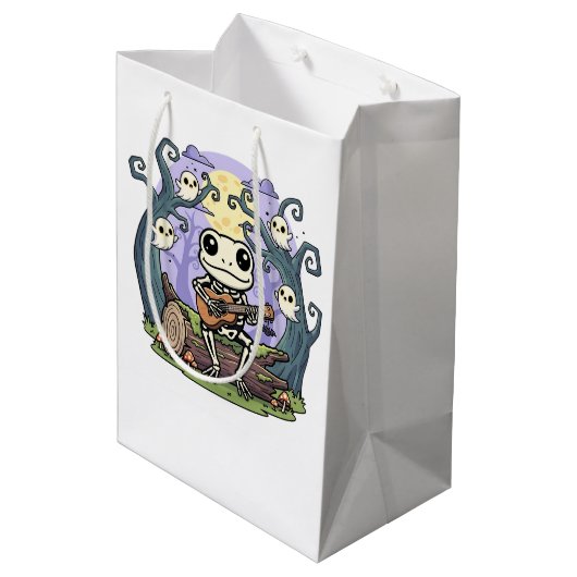 Frog Skeleton Playing Ukulele with Ghosts Medium Cadeauzakje (Achterkant Gekanteld)