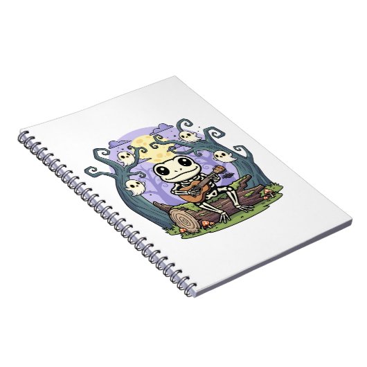 Frog Skeleton Playing Ukulele with Ghosts Notitieboek (Rechterzijde)