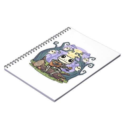 Frog Skeleton Playing Ukulele with Ghosts Notitieboek (Linkerzijde)