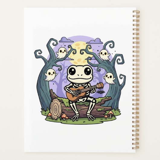 Frog Skeleton Playing Ukulele with Ghosts Planner (Achterkant)