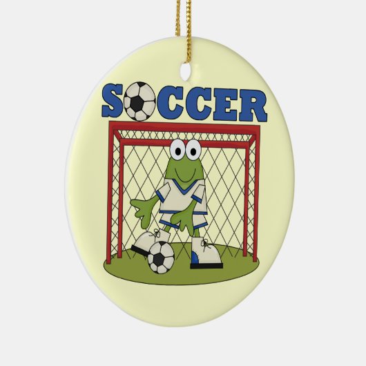 Frog Soccer Goalie T-shirts en cadeautjes Keramisch Ornament (Rechts)