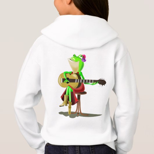 Frog Spelen Gitaar Grappig Kind Hoodie (Achterkant)