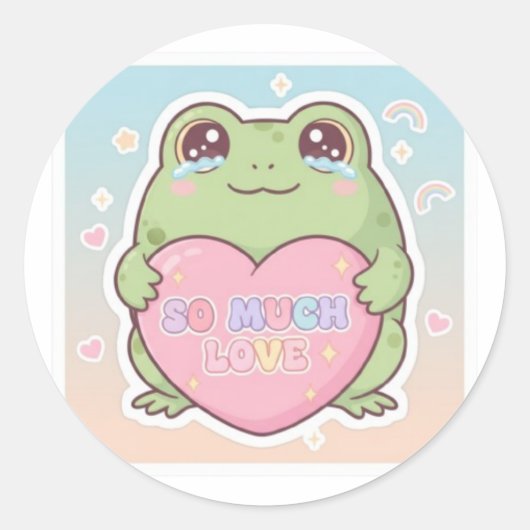 Frog Sticker met Zoveel Liefde Schattige Emotionel (Voorkant)