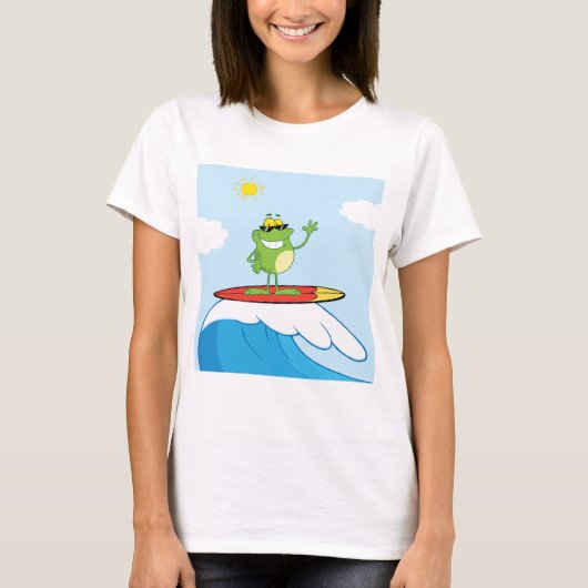 Frog Surfing On A Wave T-Shirt (Voorkant)