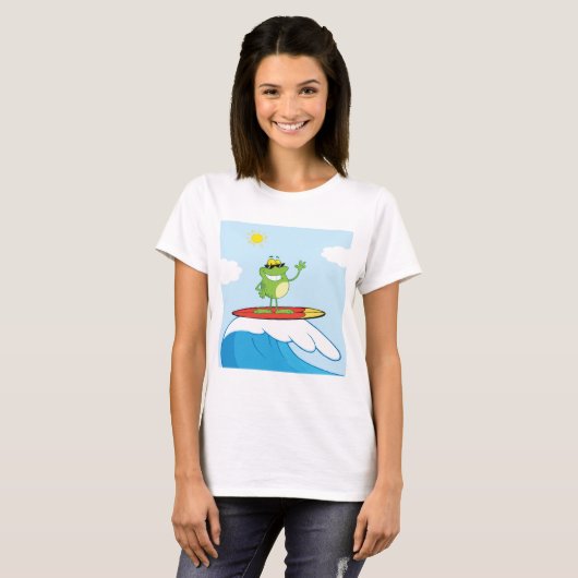Frog Surfing On A Wave T-Shirt (Voorkant volledig)