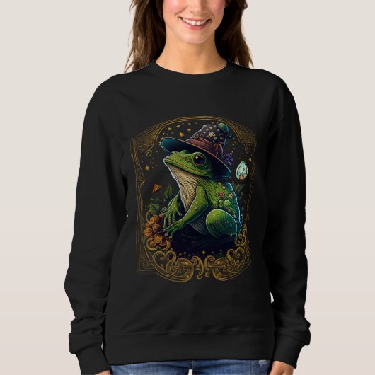 Frog Tarot Card Goth Emo Occult Astrology Women Gi Trui (Voorkant)
