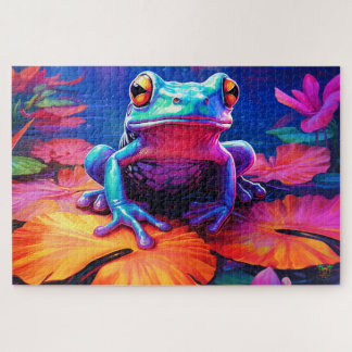 Frog-tastic Dream: de kleurrijke vijver Legpuzzel