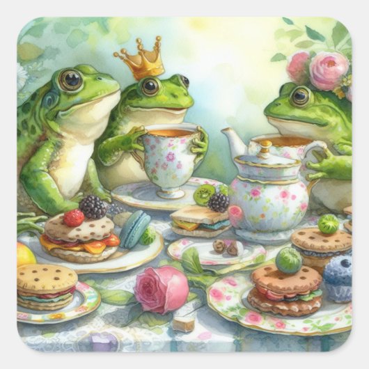 Frog Tea Party Stickers (Voorkant)