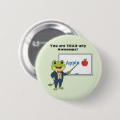 Frog Teacher "Toadally Awesome" Kids Valentine Ronde Button 5,7 Cm (Voorkant /achterkant)