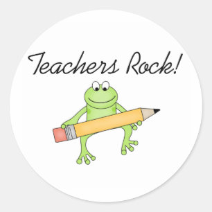 Frog Teachers Rock Ronde Sticker