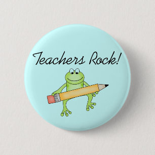 Frog Teachers Rock Tshirts and Gfits Ronde Button 5,7 Cm