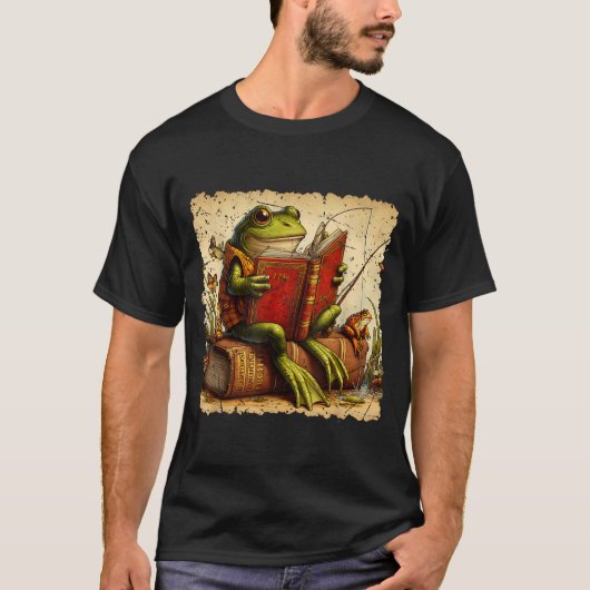 Frog Toad Vist klassiek boek Frog Reading Book T-shirt (Voorkant)