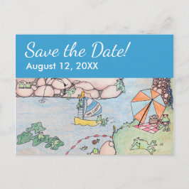 Frog Treehouse Save the Date Briefkaart, Aangepast Aankondigingskaart