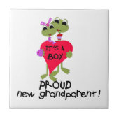 Frog Trots Grootouder van Jongen Geschenken Tegeltje (Voorkant)
